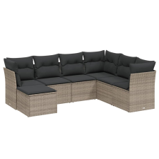 vidaXL 7 részes szürke polyrattan kerti ülőgarnitúra párnákkal (3263216) kerti bútor
