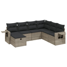 vidaXL 7 részes szürke polyrattan kerti ülőgarnitúra párnákkal (3263836) kerti bútor