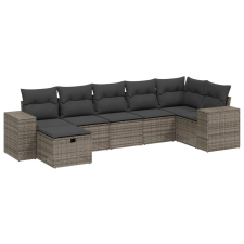 vidaXL 7 részes szürke polyrattan kerti ülőgarnitúra párnákkal (3264436) kerti bútor