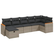 vidaXL 7 részes szürke polyrattan kerti ülőgarnitúra párnákkal (3265316) kerti bútor