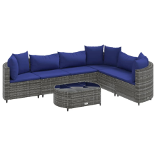 vidaXL 7 részes szürke polyrattan kerti ülőgarnitúra párnákkal (3308383) kerti bútor