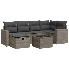 vidaXL 7 részes szürke polyrattan kerti ülőgarnitúra párnákkal (3325396) kerti bútor