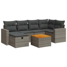 vidaXL 7 részes szürke polyrattan kerti ülőgarnitúra párnákkal (3325791) kerti bútor