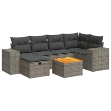 vidaXL 7 részes szürke polyrattan kerti ülőgarnitúra párnákkal (3325875) kerti bútor