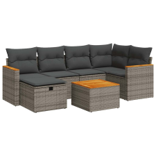 vidaXL 7 részes szürke polyrattan kerti ülőgarnitúra párnákkal (3325924) kerti bútor