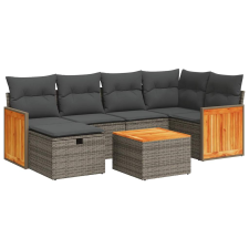 vidaXL 7 részes szürke polyrattan kerti ülőgarnitúra párnákkal (3326036) kerti bútor