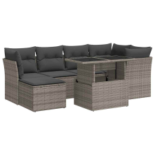 vidaXL 7 részes szürke polyrattan kerti ülőgarnitúra párnákkal (3326191) kerti bútor