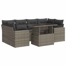 vidaXL 7 részes szürke polyrattan kerti ülőgarnitúra párnákkal (3326271) kerti bútor