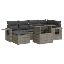 vidaXL 7 részes szürke polyrattan kerti ülőgarnitúra párnákkal (3326511) kerti bútor
