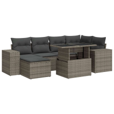 vidaXL 7 részes szürke polyrattan kerti ülőgarnitúra párnákkal (3326831) kerti bútor