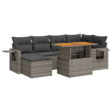 vidaXL 7 részes szürke polyrattan kerti ülőgarnitúra párnákkal (3327175) kerti bútor