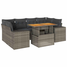 vidaXL 7 részes szürke polyrattan kerti ülőgarnitúra párnákkal (3327343) kerti bútor