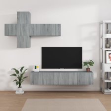 vidaXL 7 részes szürke sonoma színű szerelt fa TV-szekrényszett bútor