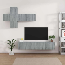 vidaXL 7 részes szürke sonoma színű szerelt fa TV-szekrényszett bútor