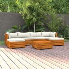 vidaXL 7 részes tömör akácfa kerti ülőgarnitúra párnákkal kerti bútor