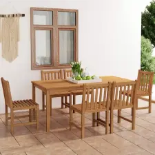  vidaXL 7 részes tömör tíkfa kerti étkezőgarnitúra 180 x 90 cm kerti bútor