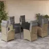 vidaXL 7 részes vegyes bézs polyrattan kerti étkezőgarnitúra párnákkal