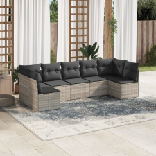 vidaXL 7 részes világosszürke polyrattan kerti ülőgarnitúra párnákkal kerti bútor
