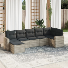 vidaXL 7 részes világosszürke polyrattan kerti ülőgarnitúra párnákkal kerti bútor