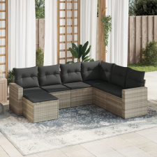 vidaXL 7 részes világosszürke polyrattan kerti ülőgarnitúra párnákkal kerti bútor