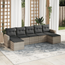 vidaXL 7 részes világosszürke polyrattan kerti ülőgarnitúra párnákkal kerti bútor