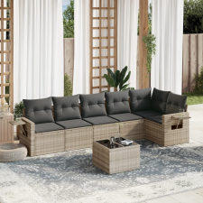 vidaXL 7 részes világosszürke polyrattan kerti ülőgarnitúra párnákkal kerti bútor