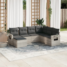 vidaXL 7 részes világosszürke polyrattan kerti ülőgarnitúra párnákkal kerti bútor