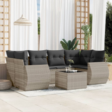 vidaXL 7 részes világosszürke polyrattan kerti ülőgarnitúra párnákkal kerti bútor