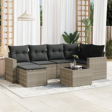vidaXL 7 részes világosszürke polyrattan kerti ülőgarnitúra párnákkal kerti bútor