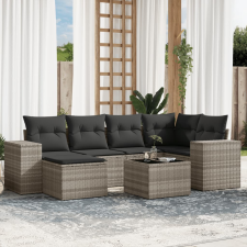 vidaXL 7 részes világosszürke polyrattan kerti ülőgarnitúra párnákkal kerti bútor