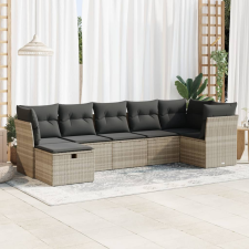 vidaXL 7 részes világosszürke polyrattan kerti ülőgarnitúra párnákkal kerti bútor