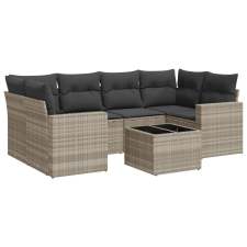 vidaXL 7 részes világosszürke polyrattan kerti ülőgarnitúra párnákkal (3218712) kerti bútor