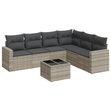 vidaXL 7 részes világosszürke polyrattan kerti ülőgarnitúra párnákkal (3219012) kerti bútor