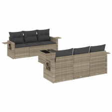 vidaXL 7 részes világosszürke polyrattan kerti ülőgarnitúra párnákkal (3219911) kerti bútor