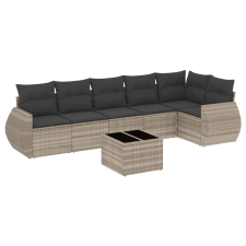 vidaXL 7 részes világosszürke polyrattan kerti ülőgarnitúra párnákkal (3221401) kerti bútor