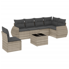 vidaXL 7 részes világosszürke polyrattan kerti ülőgarnitúra párnákkal (3221441) kerti bútor