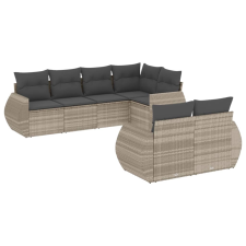 vidaXL 7 részes világosszürke polyrattan kerti ülőgarnitúra párnákkal (3221611) kerti bútor