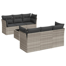 vidaXL 7 részes világosszürke polyrattan kerti ülőgarnitúra párnákkal (3249101) kerti bútor
