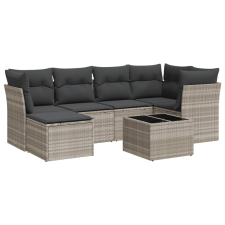 vidaXL 7 részes világosszürke polyrattan kerti ülőgarnitúra párnákkal (3249801) kerti bútor
