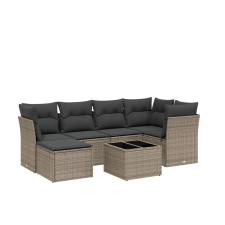 vidaXL 7 részes világosszürke polyrattan kerti ülőgarnitúra párnákkal (3263188) kerti bútor
