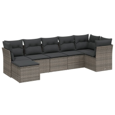 vidaXL 7 részes világosszürke polyrattan kerti ülőgarnitúra párnákkal (3263198) kerti bútor