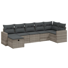vidaXL 7 részes világosszürke polyrattan kerti ülőgarnitúra párnákkal (3263508) kerti bútor