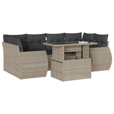 vidaXL 7 részes világosszürke polyrattan kerti ülőgarnitúra párnákkal (3268392) kerti bútor