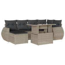 vidaXL 7 részes világosszürke polyrattan kerti ülőgarnitúra párnákkal (3268682) kerti bútor