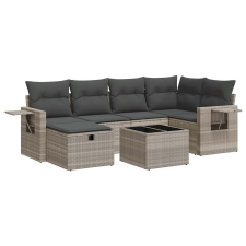 vidaXL 7 részes világosszürke polyrattan kerti ülőgarnitúra párnákkal (3325498) kerti bútor