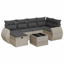 vidaXL 7 részes világosszürke polyrattan kerti ülőgarnitúra párnákkal (3325598) kerti bútor