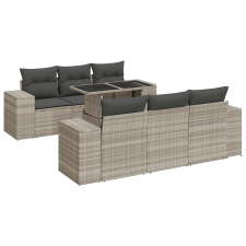 vidaXL 7 részes világosszürke polyrattan kerti ülőgarnitúra párnákkal (3326743) kerti bútor
