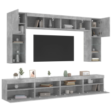 vidaXL 8 darabos betonszürke fali TV-szekrény szett LED-del bútor