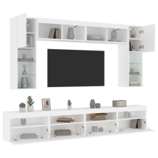 vidaXL 8 darabos fehér falra szerelhető TV-szekrényszett LED-ekkel bútor