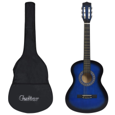 vidaXL 8 darabos kék klasszikus gitár gyerek kezdőszett 3/4 36" gitár és basszusgitár